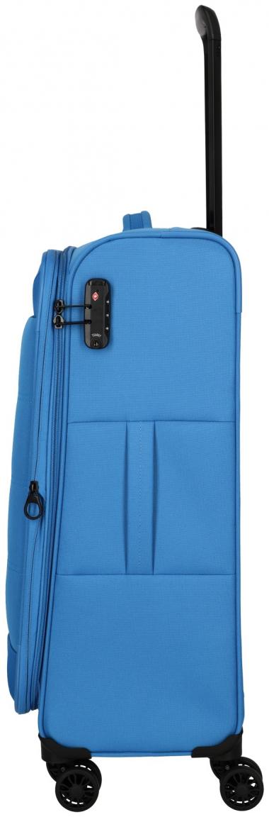 erweiterbarer Reisekoffer 4w Trolley M 67cm Medium Blue Travelite Rügen
