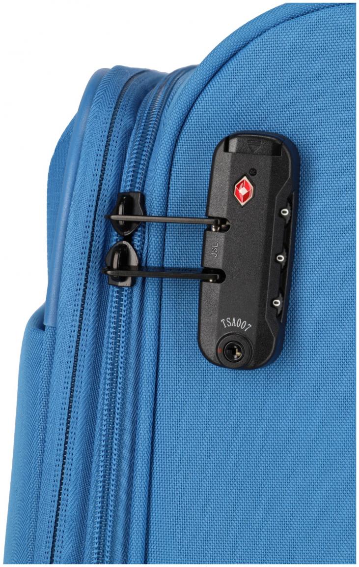 erweiterbarer Reisekoffer 4w Trolley M 67cm Medium Blue Travelite Rügen