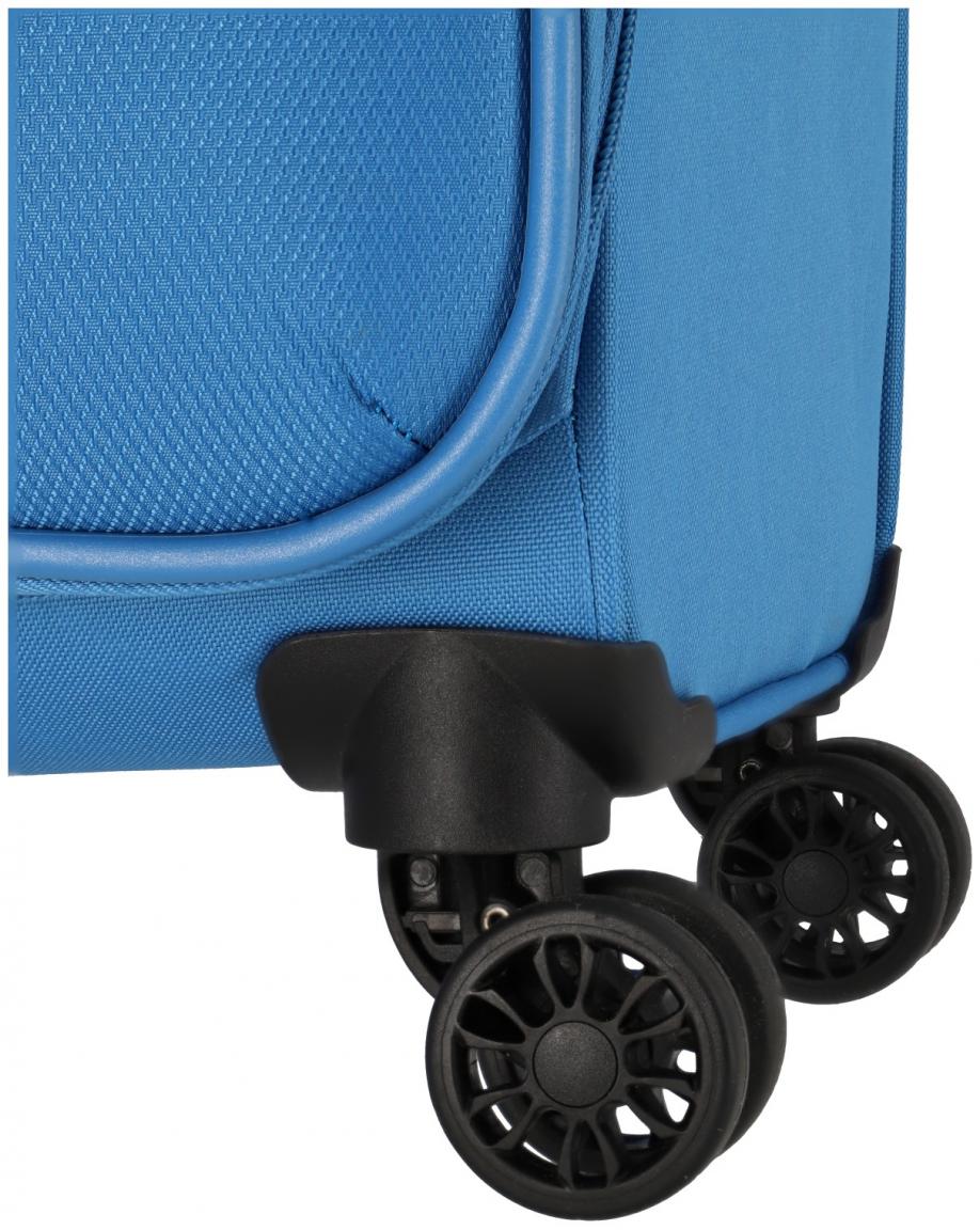 erweiterbarer Reisekoffer 4w Trolley M 67cm Medium Blue Travelite Rügen