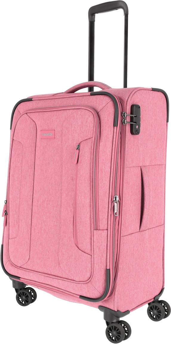 erweiterbarer Reisekoffer Pink Travelite Boja 4w Trolley M 67cm