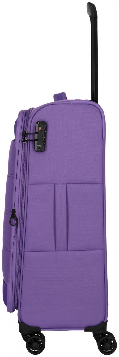 erweiterbarer Reisekoffer Softcase lila Travelite Rügen 4w Trolley M 67cm