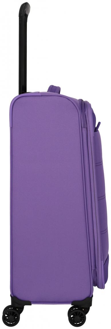 erweiterbarer Reisekoffer Softcase lila Travelite Rügen 4w Trolley M 67cm