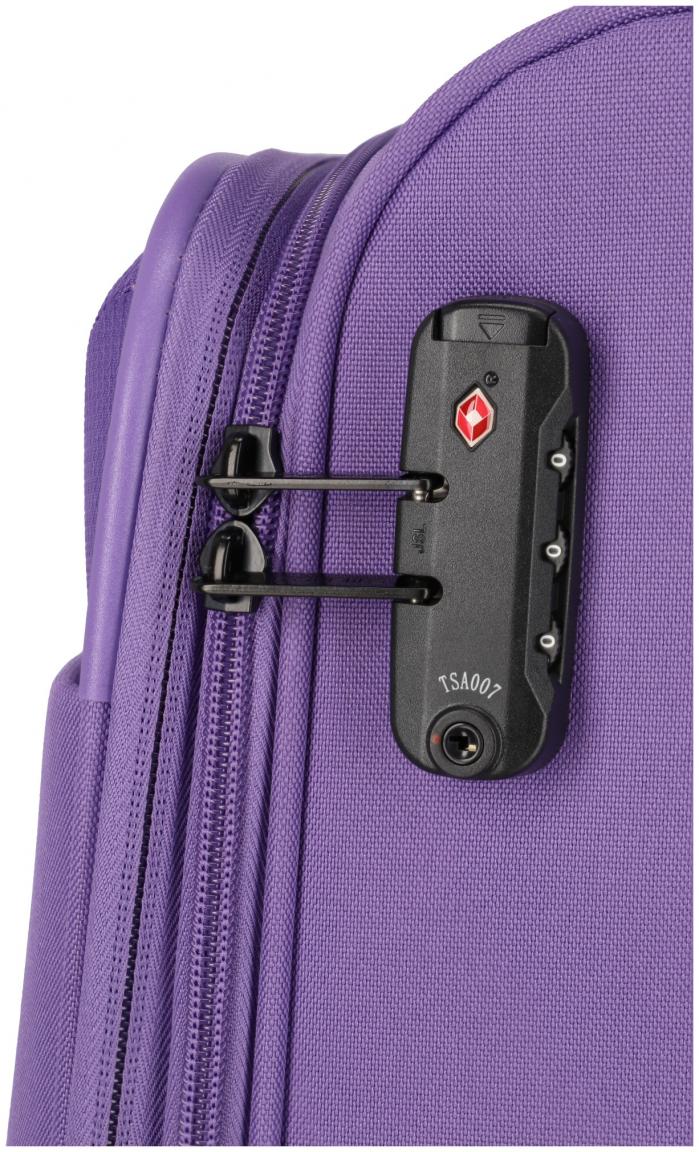 erweiterbarer Reisekoffer Softcase lila Travelite Rügen 4w Trolley M 67cm