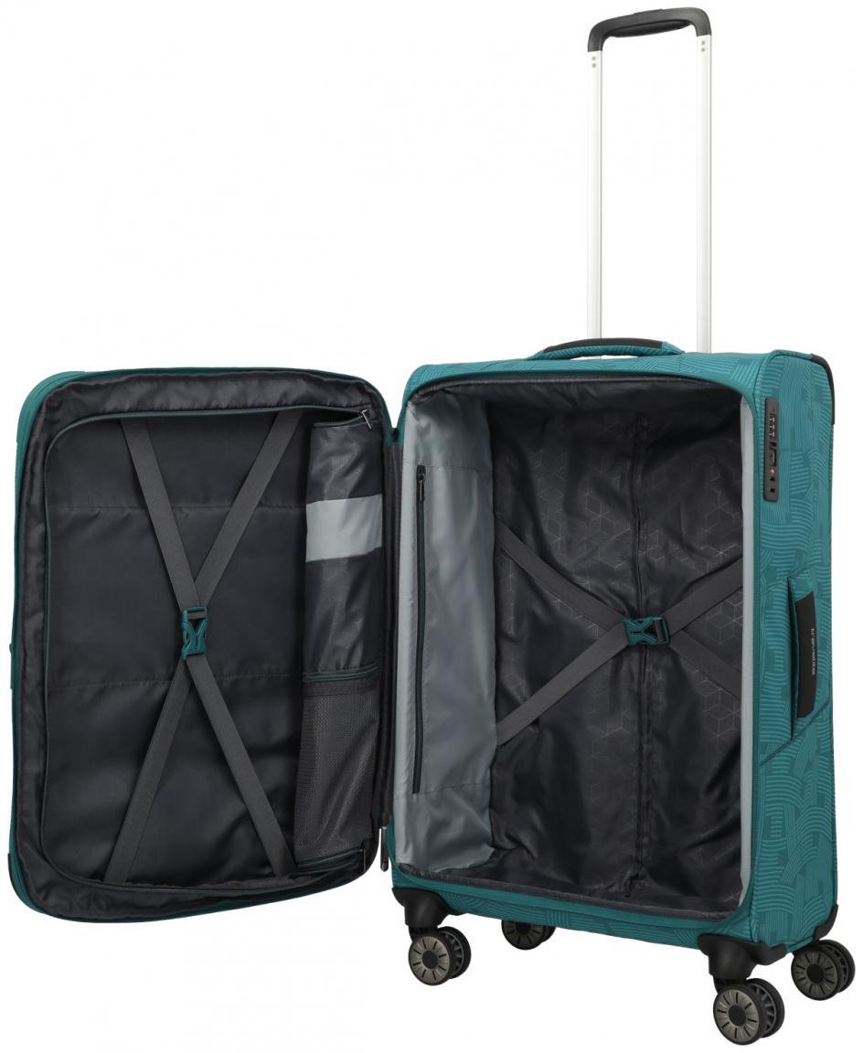 erweiterbarer Reisekoffer Travelite Skaii 4w Trolley M 67cm Petrol