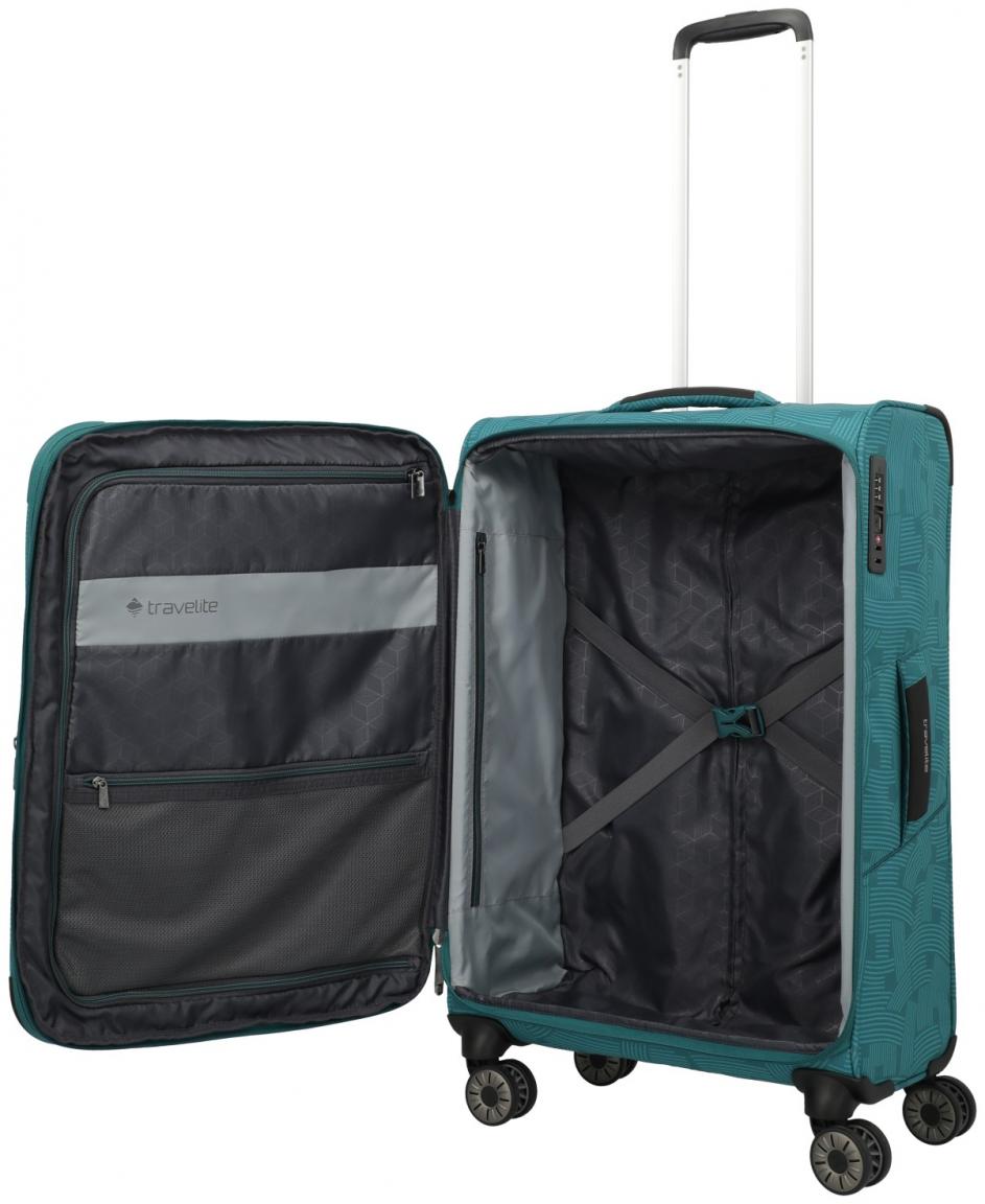 erweiterbarer Reisekoffer Travelite Skaii 4w Trolley M 67cm Petrol