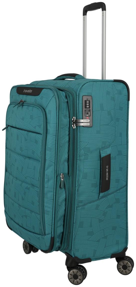 erweiterbarer Reisekoffer Travelite Skaii 4w Trolley M 67cm Petrol