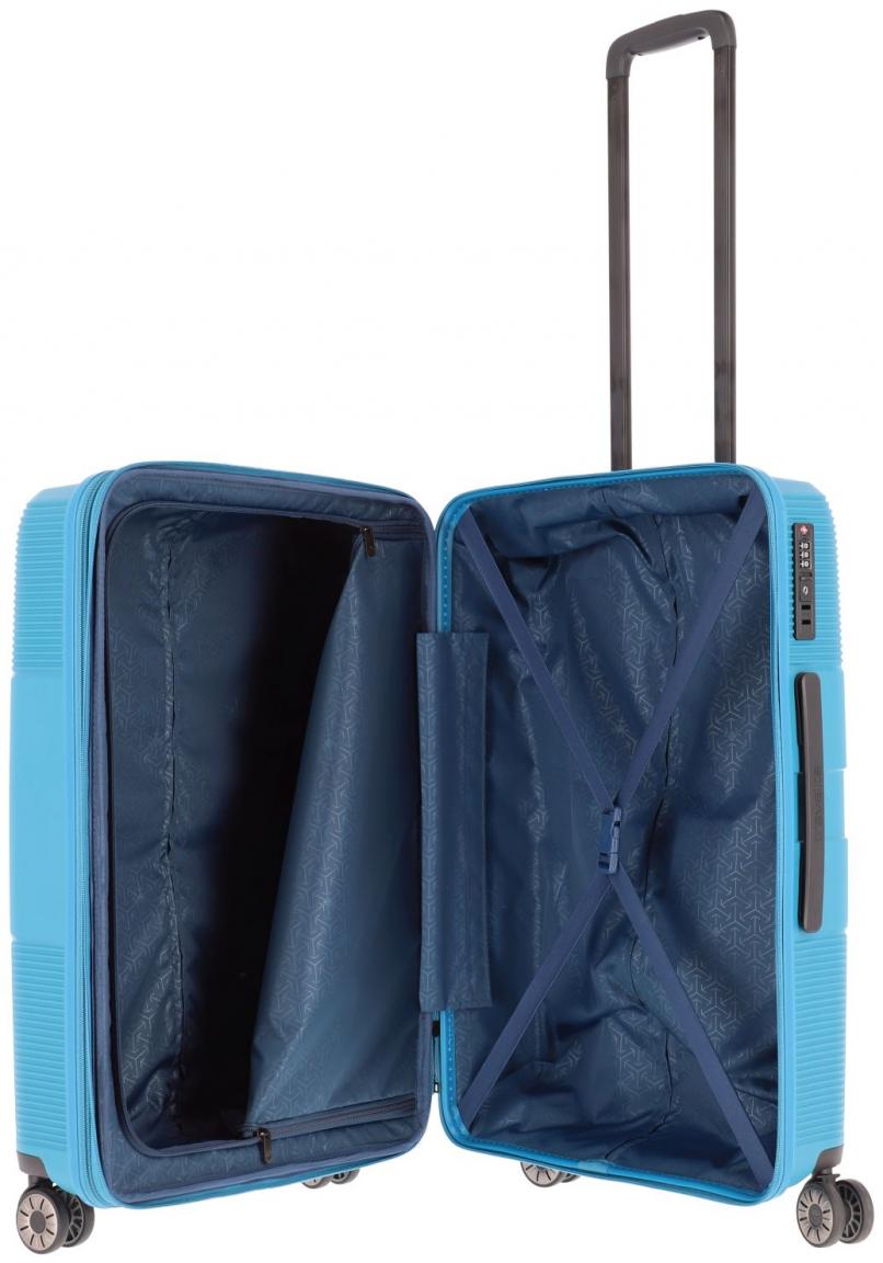 erweiterbarer Reisekoffer Travelite Waal M 65cm Hartschale türkis