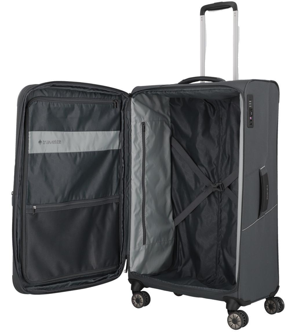 erweiterbarer Reisekoffer grau 4-Rad-Trolley Travelite 77cm Skaii L 77cm