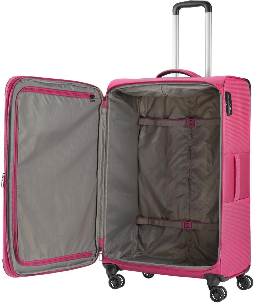 erweiterbarer Reisekoffer mit TSA-Schloss Travelite Seaside L 77cm pink