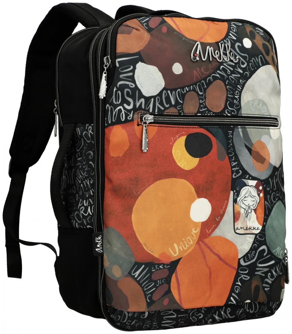 erweiterbarer Reiserucksack Anekke Alma Alegria orange schwarz Laptop