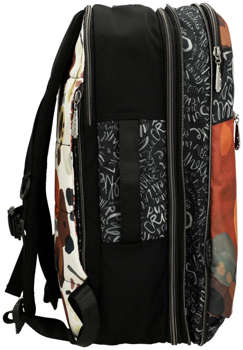 erweiterbarer Reiserucksack Anekke Alma Alegria orange schwarz Laptop