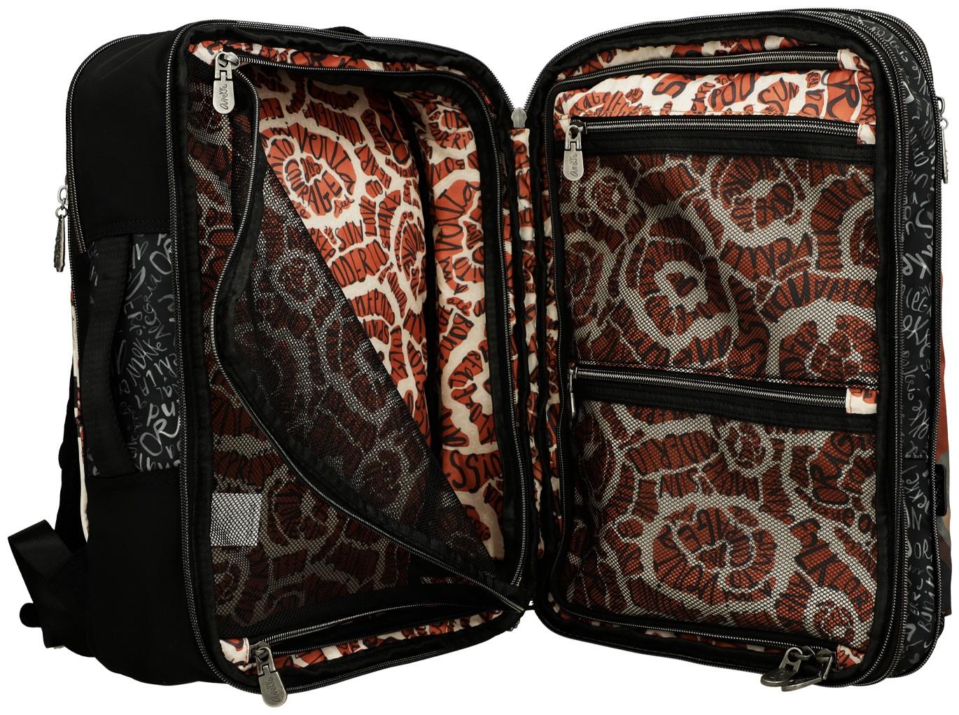 erweiterbarer Reiserucksack Anekke Alma Alegria orange schwarz Laptop