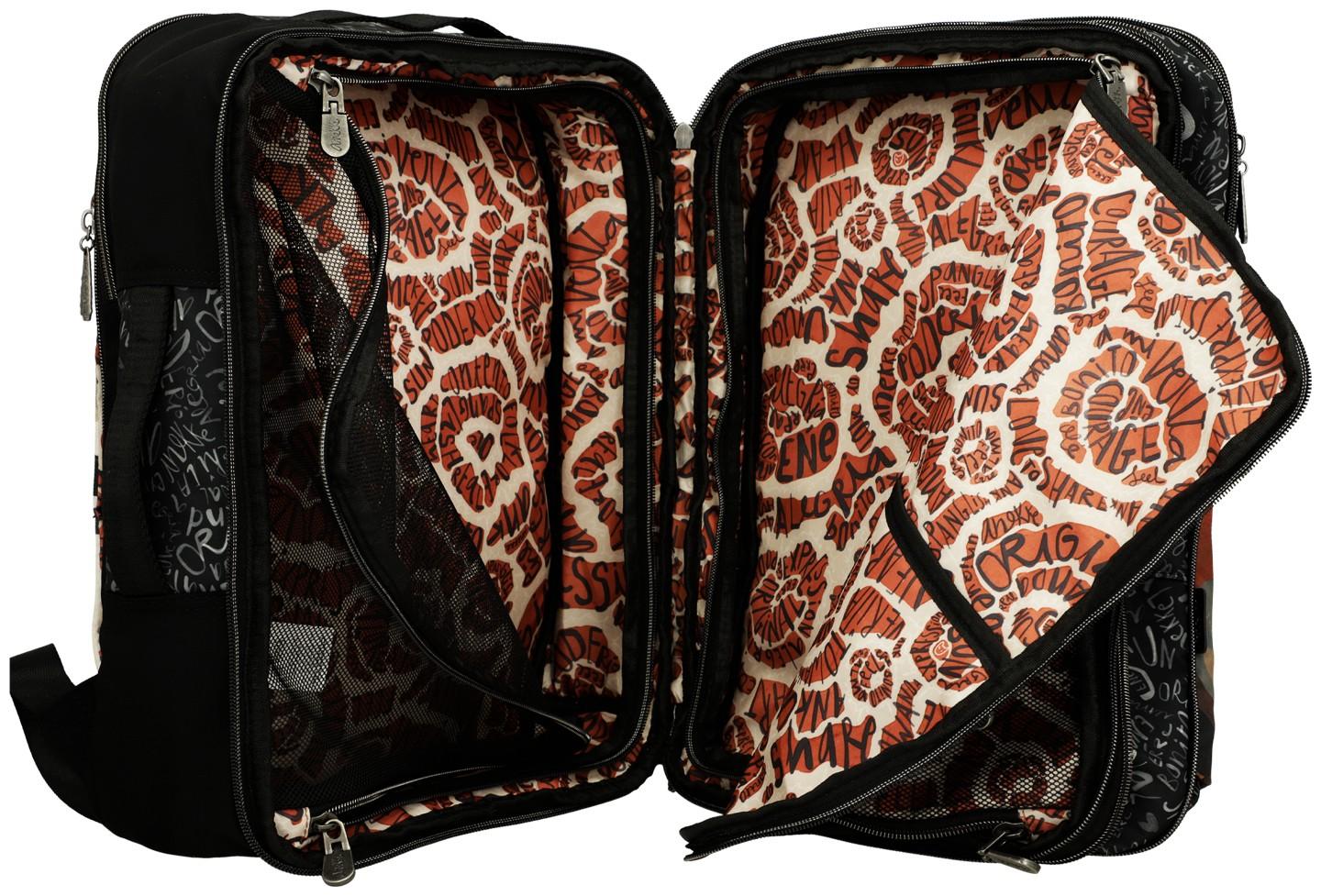 erweiterbarer Reiserucksack Anekke Alma Alegria orange schwarz Laptop