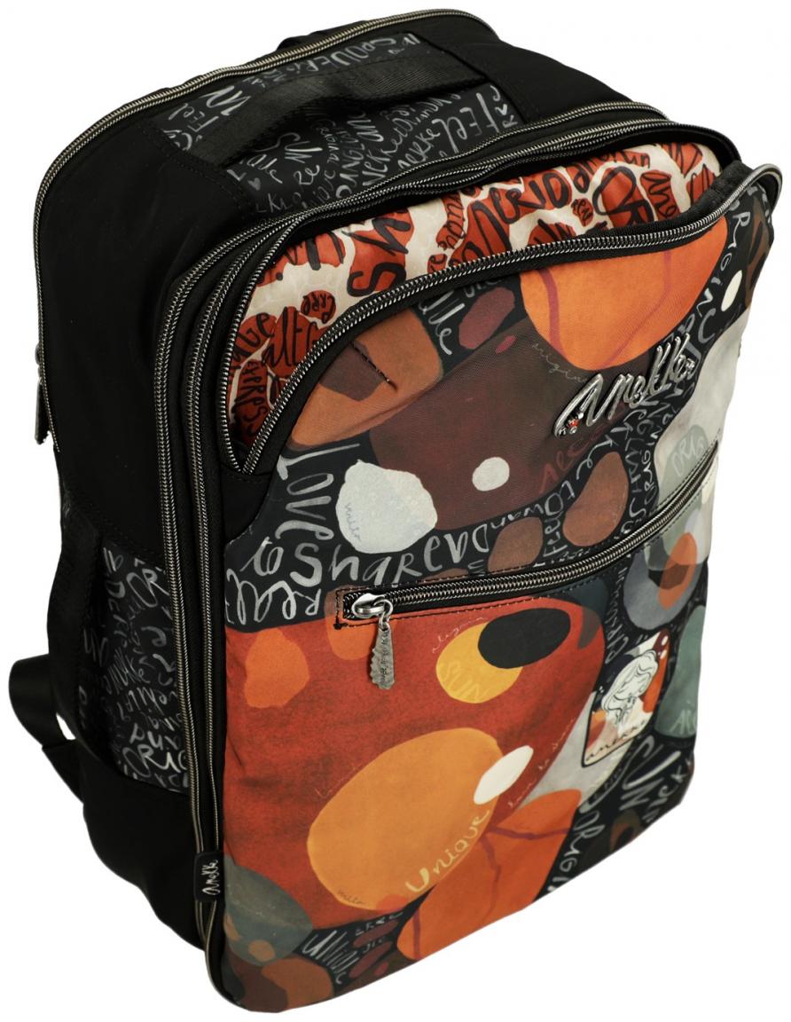 erweiterbarer Reiserucksack Anekke Alma Alegria orange schwarz Laptop