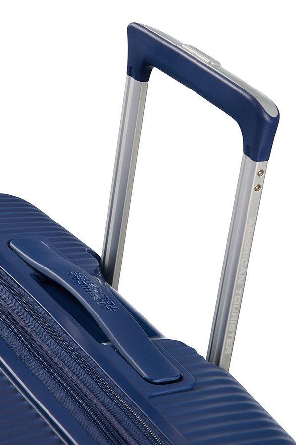 erweiterbarer Reisetrolley Spinner M 67cm Midnight Navy American Tourister Soundbox