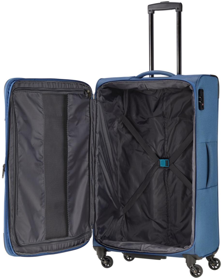 erweiterbarer Reisetrolley petrol Travelite Story L 77cm 4-Rad Weichgepäck