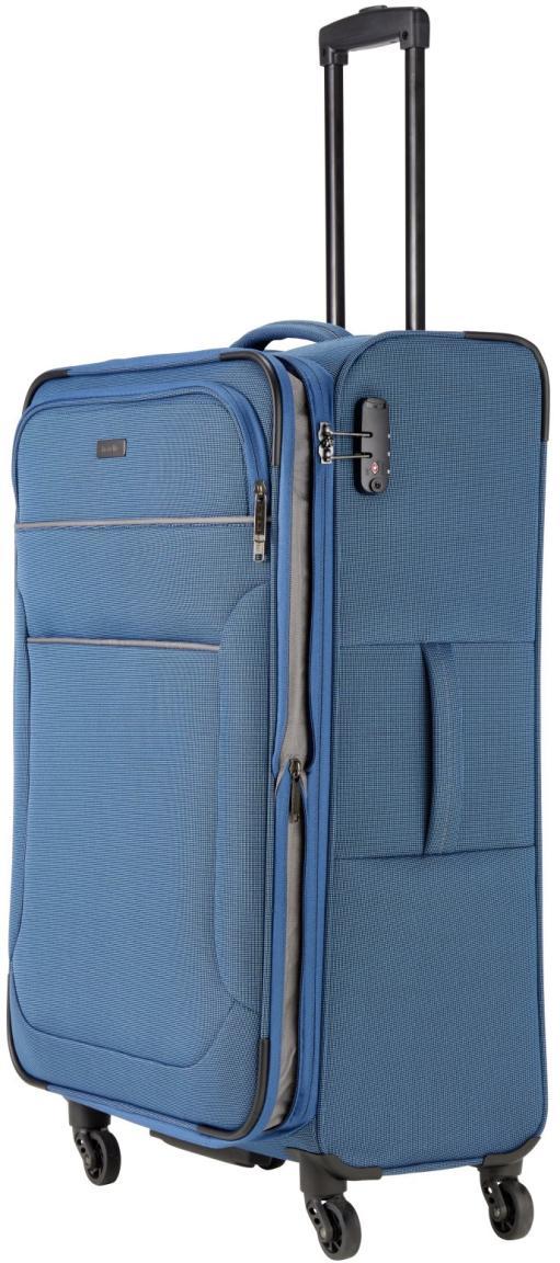 erweiterbarer Reisetrolley petrol Travelite Story L 77cm 4-Rad Weichgepäck