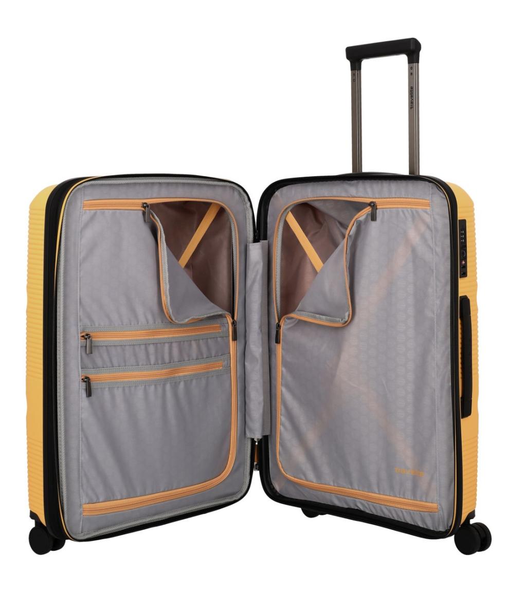erweiterbarer Rollenkoffer Travelite Smarty M 68cm gelb 4-Rad