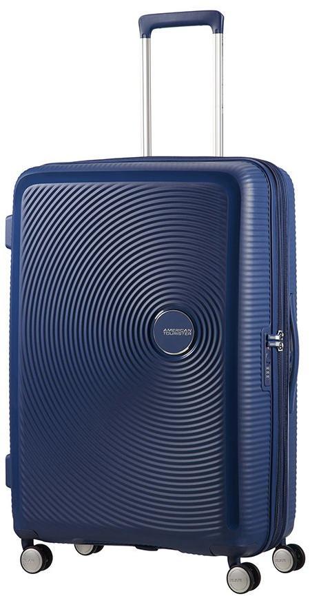 erweiterbarer Rollenkoffer dunkelblau Midnight Navy American Tourister Soundbox Spinner 77cm