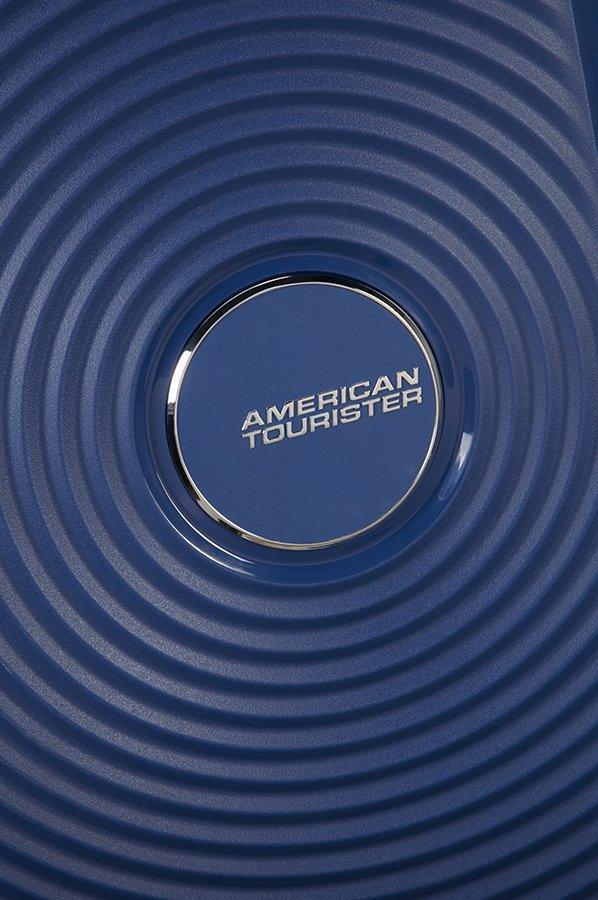 erweiterbarer Rollenkoffer dunkelblau Midnight Navy American Tourister Soundbox Spinner 77cm