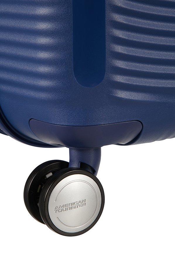 erweiterbarer Rollenkoffer dunkelblau Midnight Navy American Tourister Soundbox Spinner 77cm