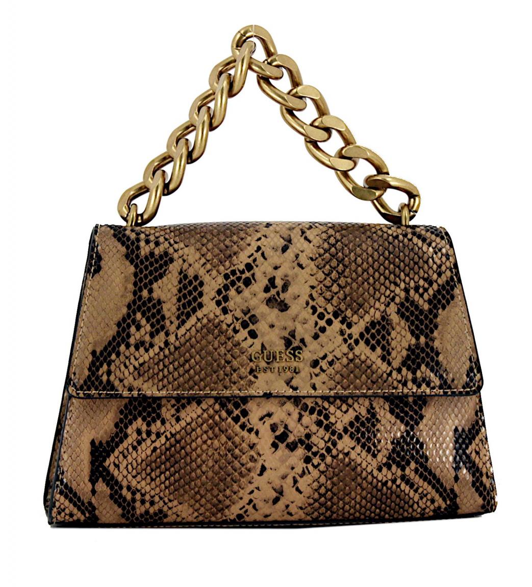 exklusive Abendtasche Guess Tullia Tan Python Print Goldkette