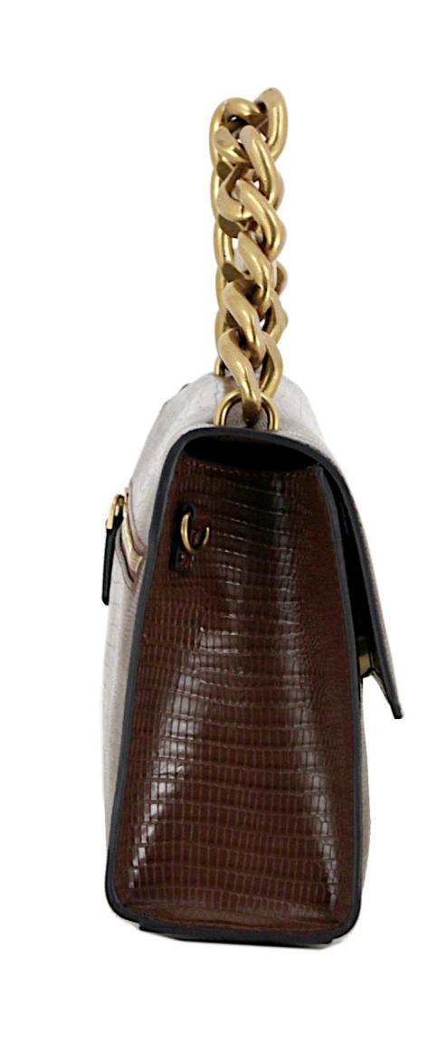 exklusive Abendtasche Guess Tullia Tan Python Print Goldkette