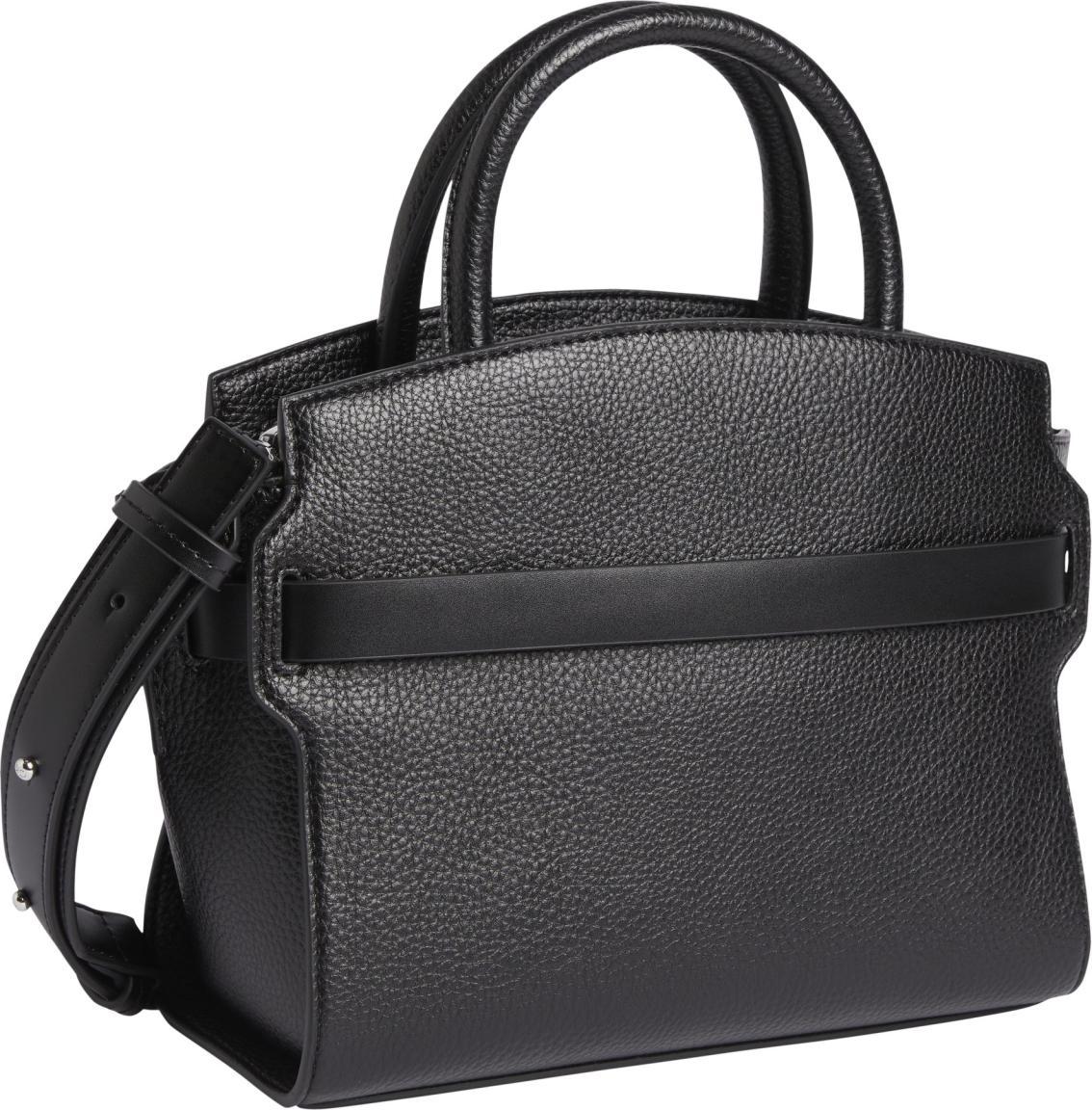 exklusive Damen Handtasche Calvin Klein Code Tote Belt SM Black Zierband