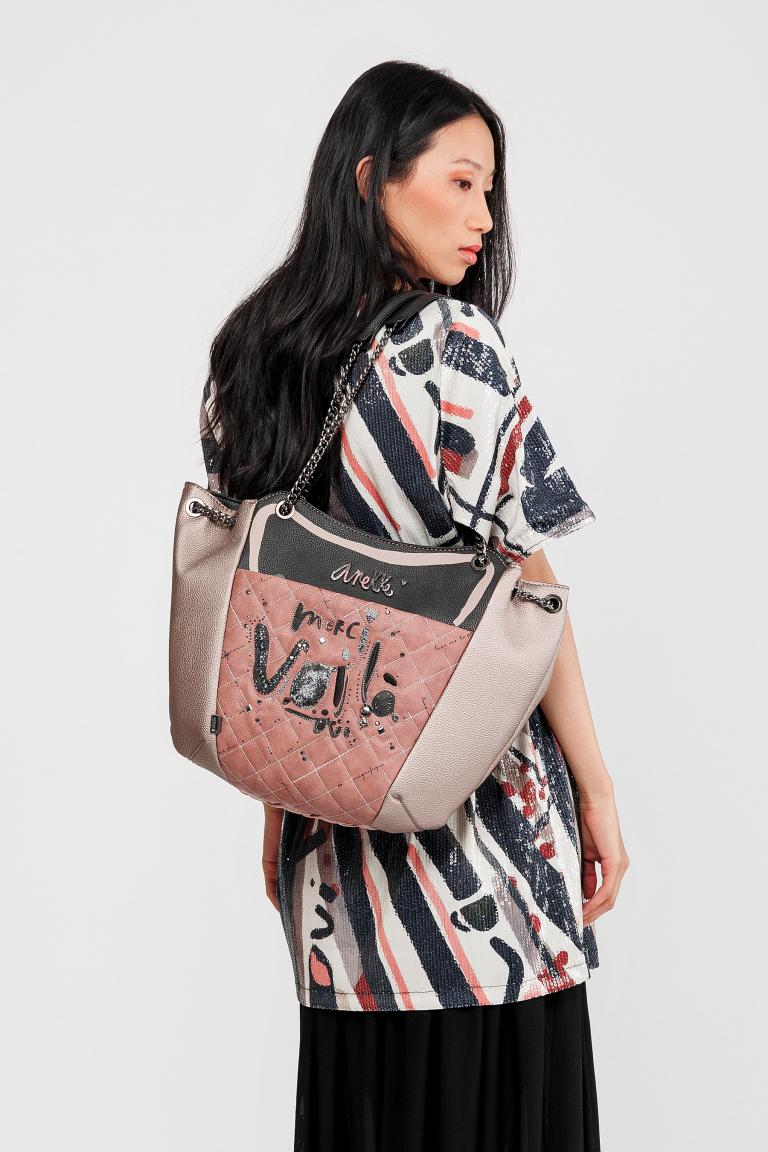 extravagante Henkeltasche rosa metallic Parisian Anekke