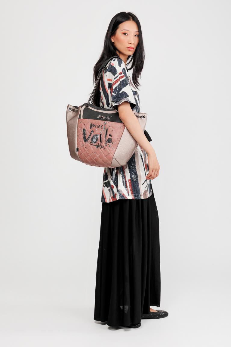 extravagante Henkeltasche rosa metallic Parisian Anekke