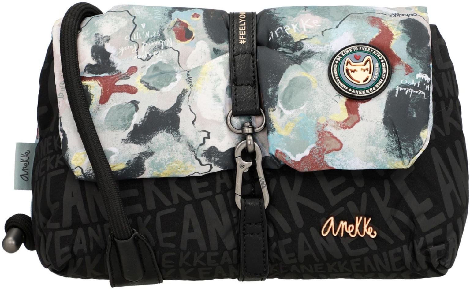 extravagante Überschlagtasche mit Karabiner Anekke Nature Woods schwarz bunt