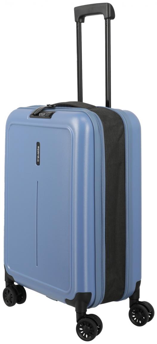 faltbarer Handgepäckkoffer blau Travelite Basics 4-Rad Bordtrolley 55cm