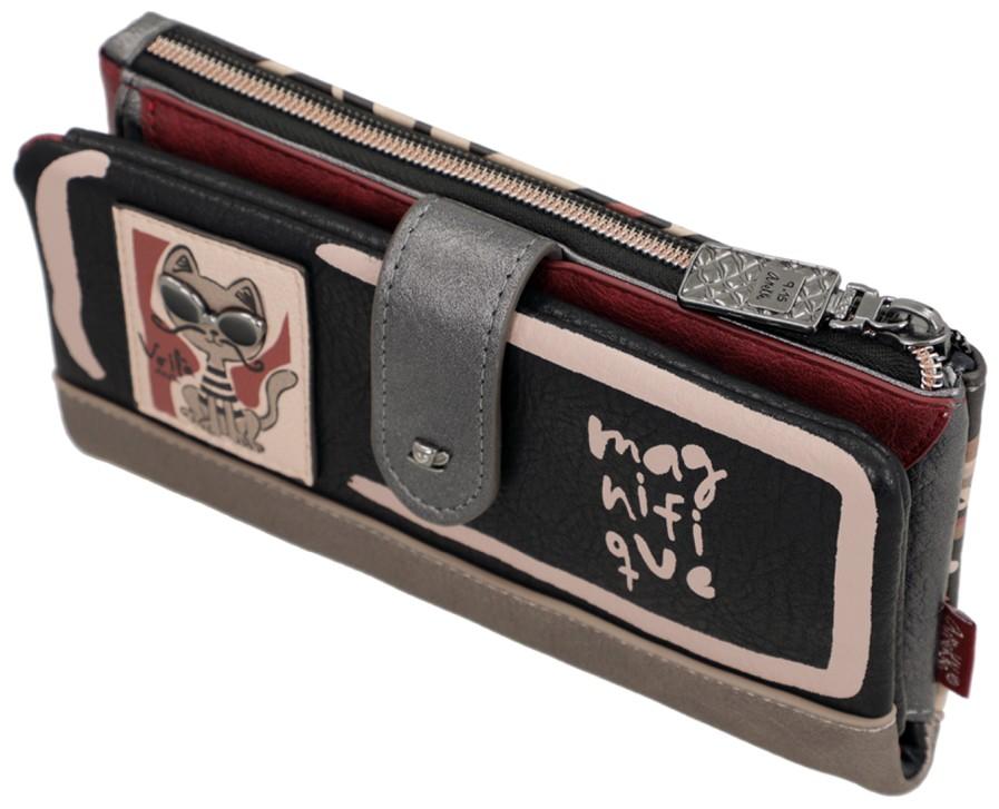 flexible Damenbörse Anekke Mademoiselle Parisian Braun mit Print