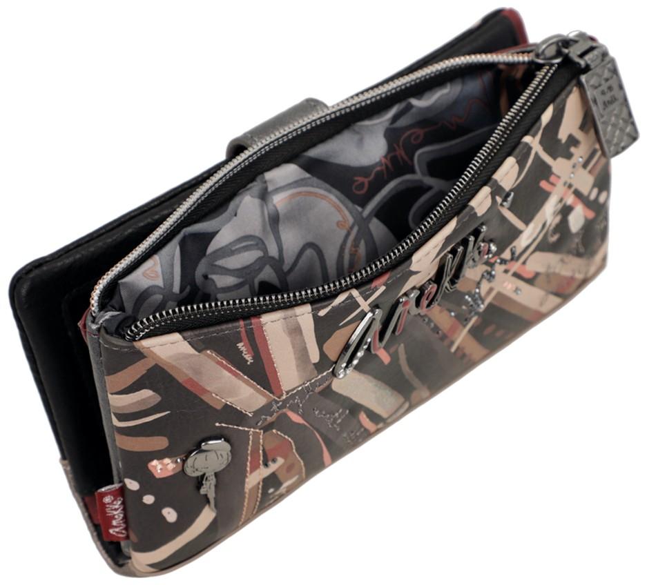 flexible Damenbörse Anekke Mademoiselle Parisian Braun mit Print