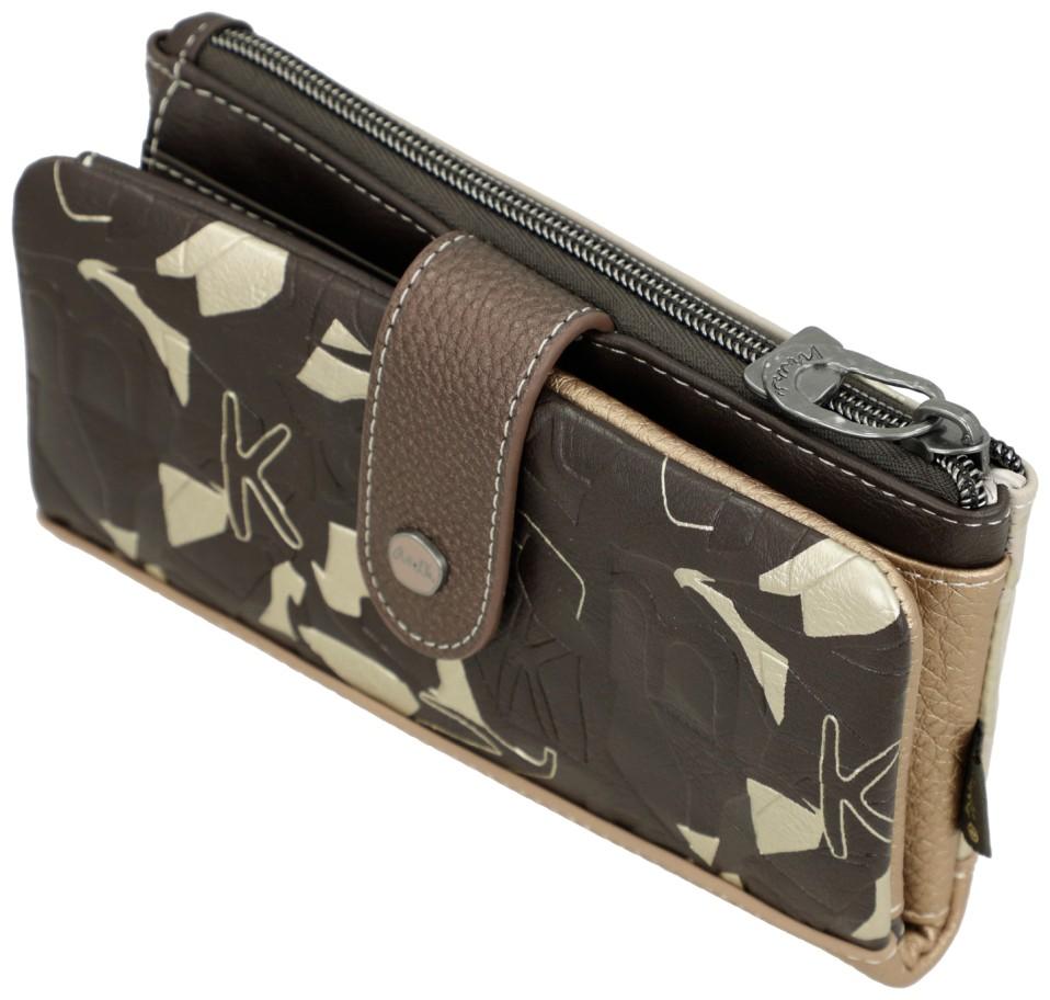 flexible Geldtasche Prägung beige braun Anekke Muse Bloom