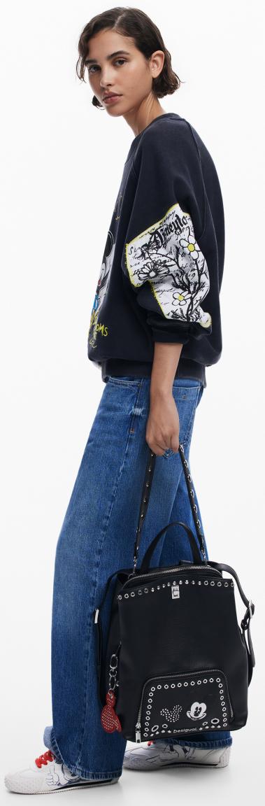 frecher Backpack Desigual Nieten Mickey Rock schwarz