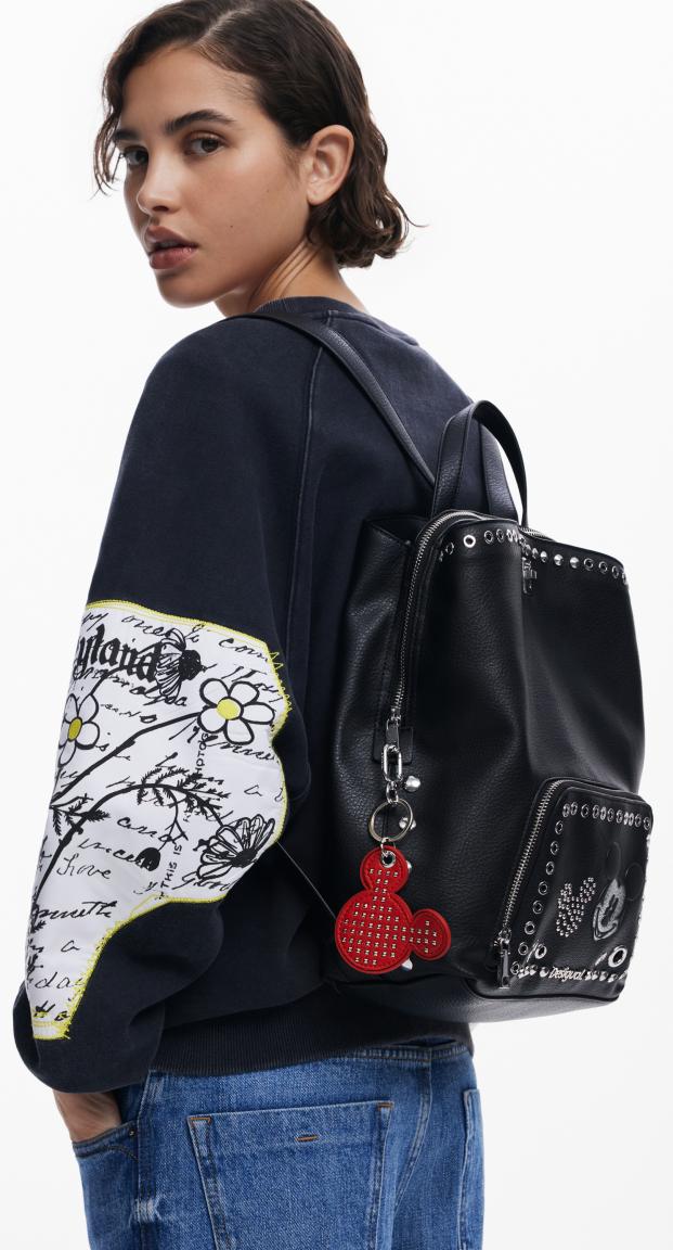 frecher Backpack Desigual Nieten Mickey Rock schwarz