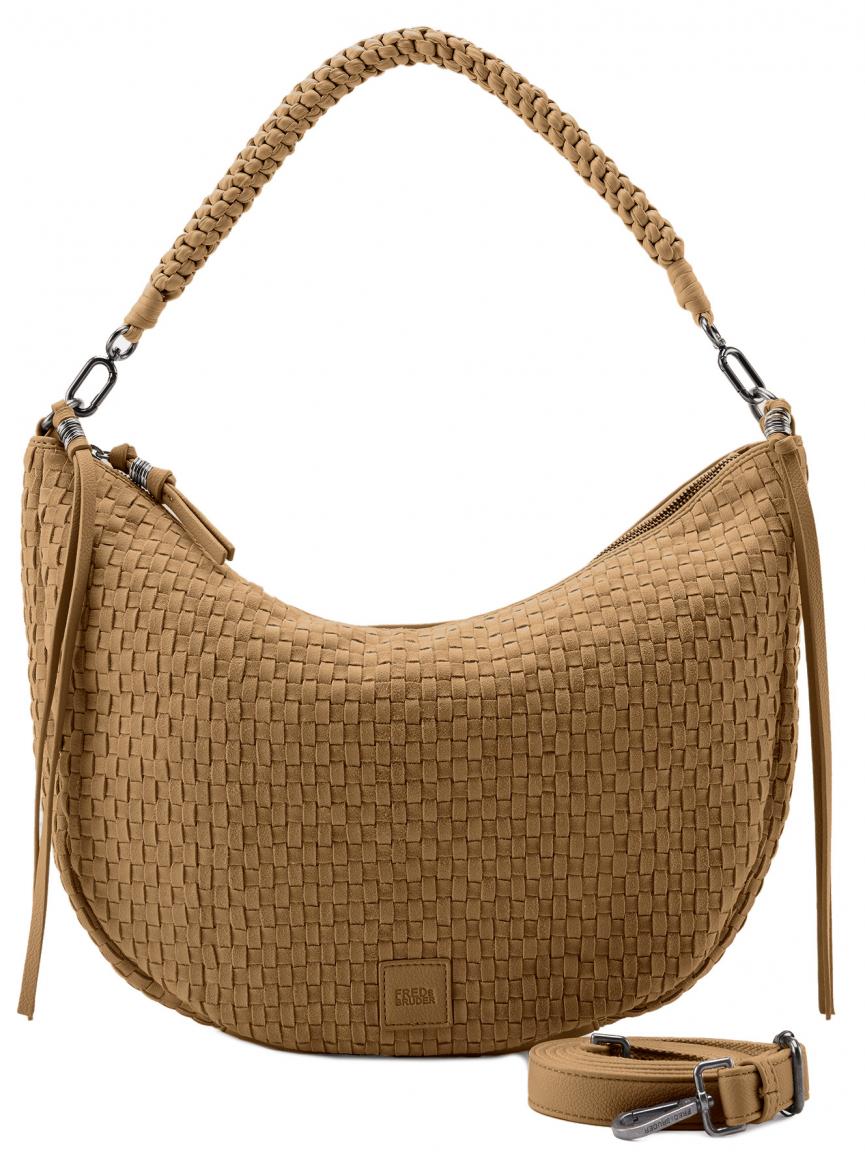 geflochtene Beuteltasche hellbraun FREDsBRUDER Natural Flow Hobo Caramel