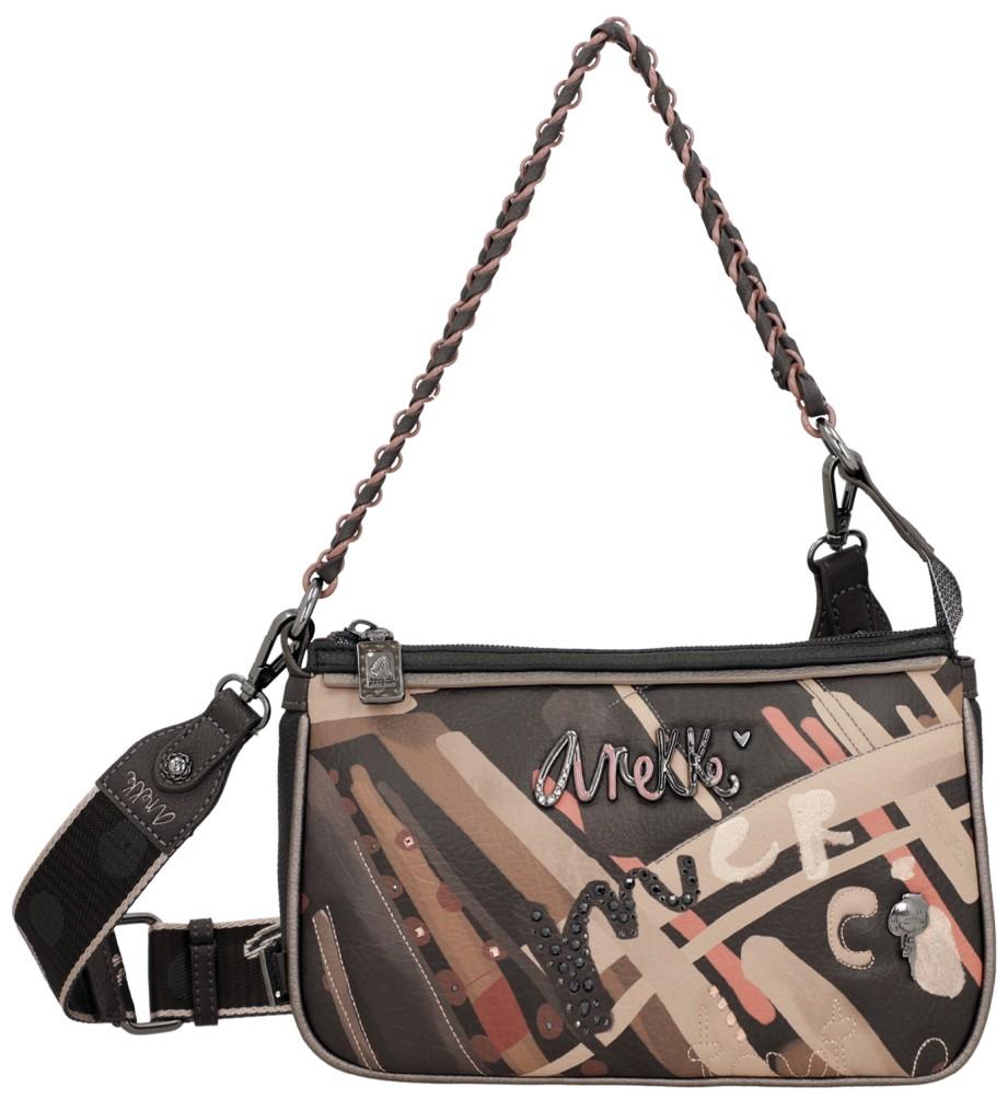 gemusterte Schultertasche Kettenhenkel dunkelbunt Anekke Mademoiselle Parisian