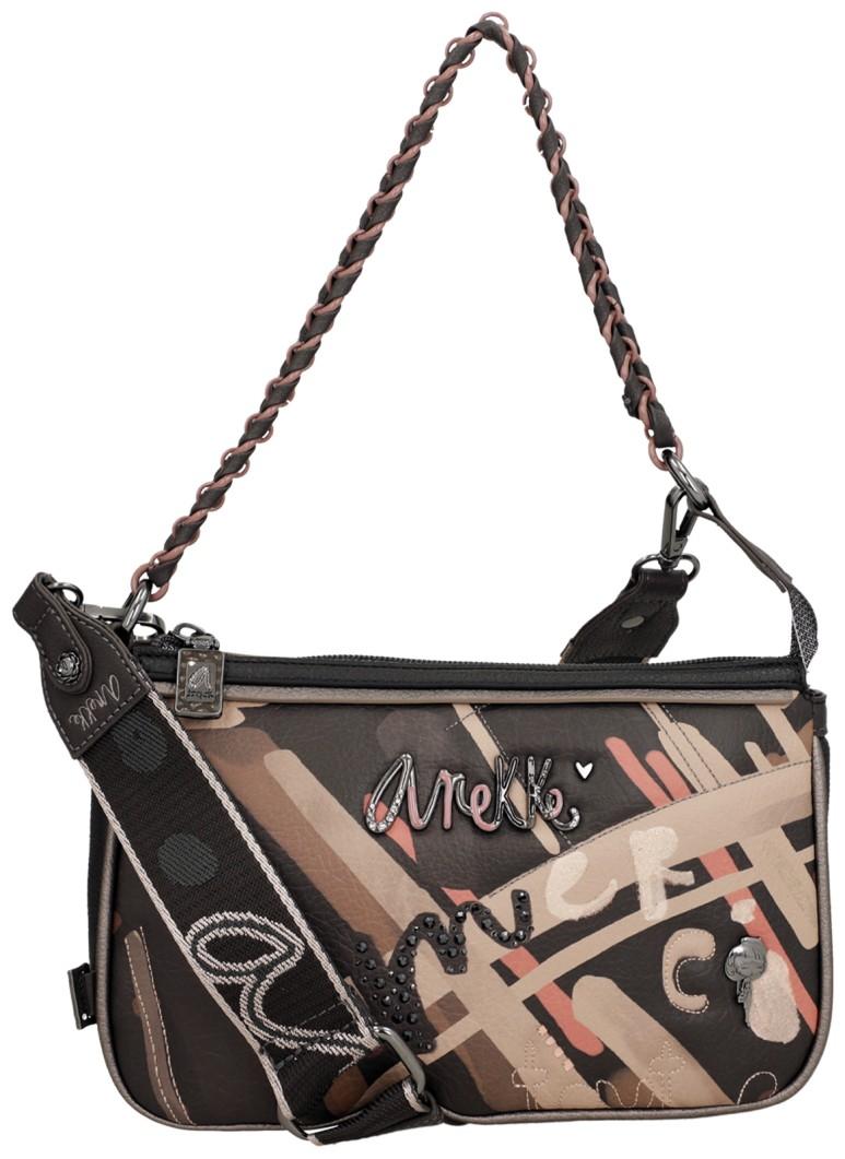 gemusterte Schultertasche Kettenhenkel dunkelbunt Anekke Mademoiselle Parisian