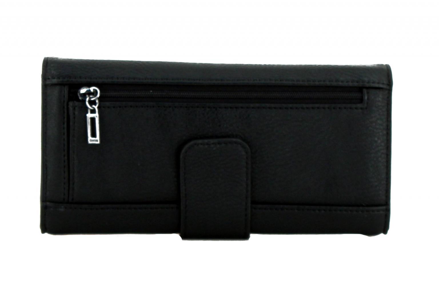 genarbte Geldtasche Guess Black Überschlag schwarz