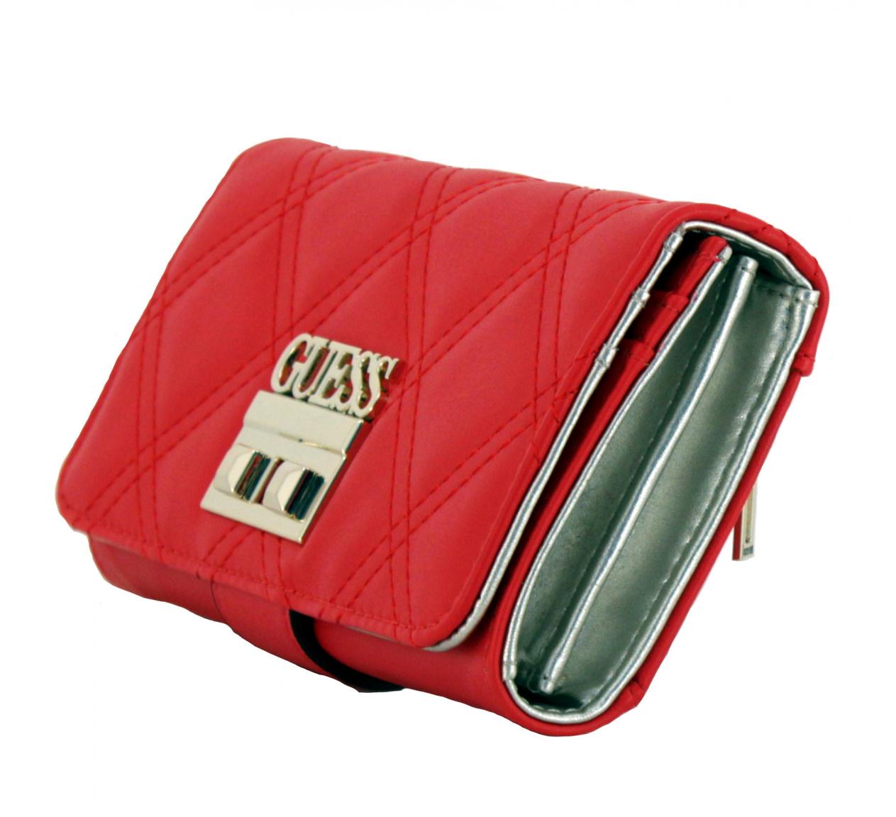 genarbte Geldtasche Guess Black Überschlag schwarz