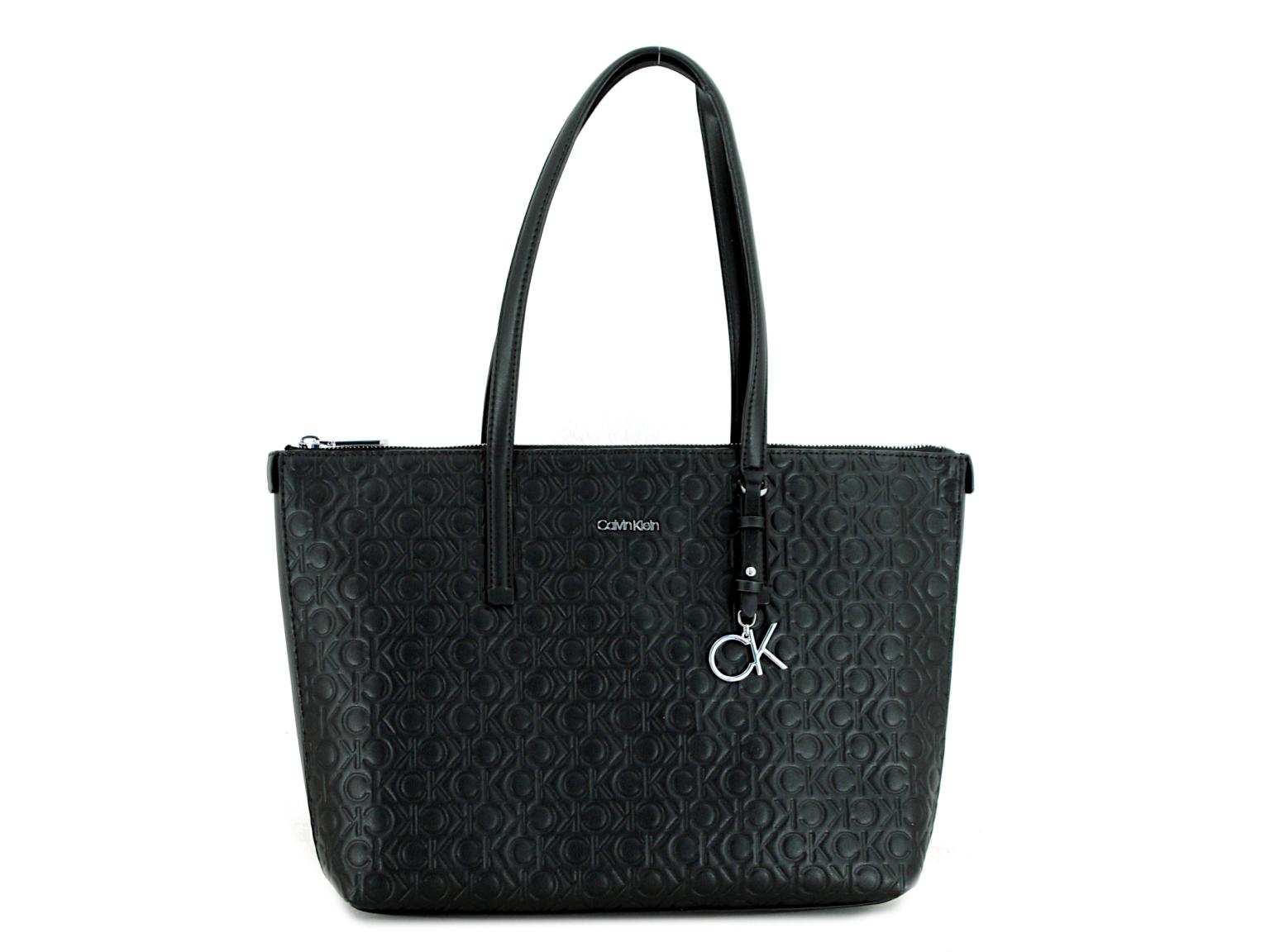 geprägte Henkeltasche Calvin Klein Shopper CK Must Monogramm schwarz