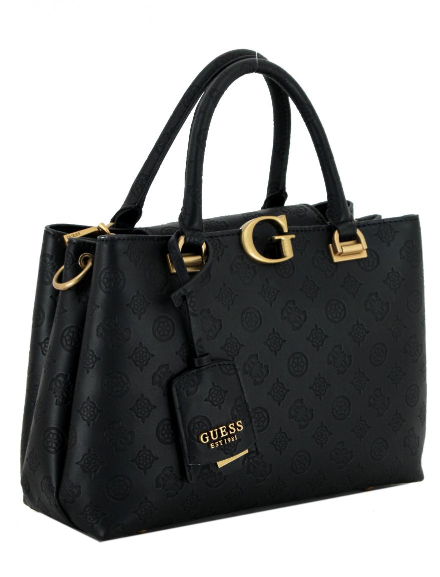 geprägte Kurzgrifftasche schwarz Guess G Vibe Black 4G Peony
