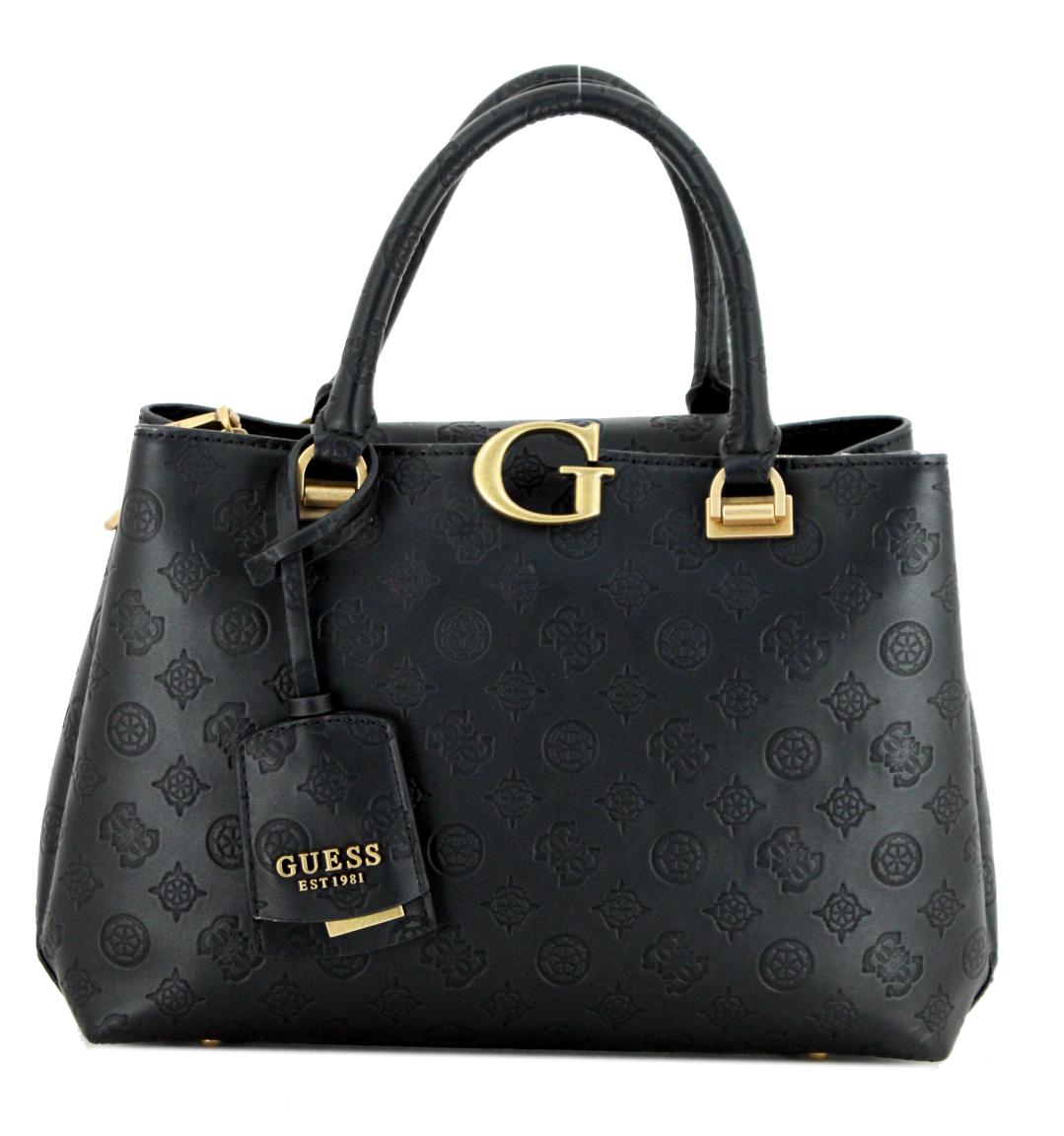 geprägte Kurzgrifftasche schwarz Guess G Vibe Black 4G Peony