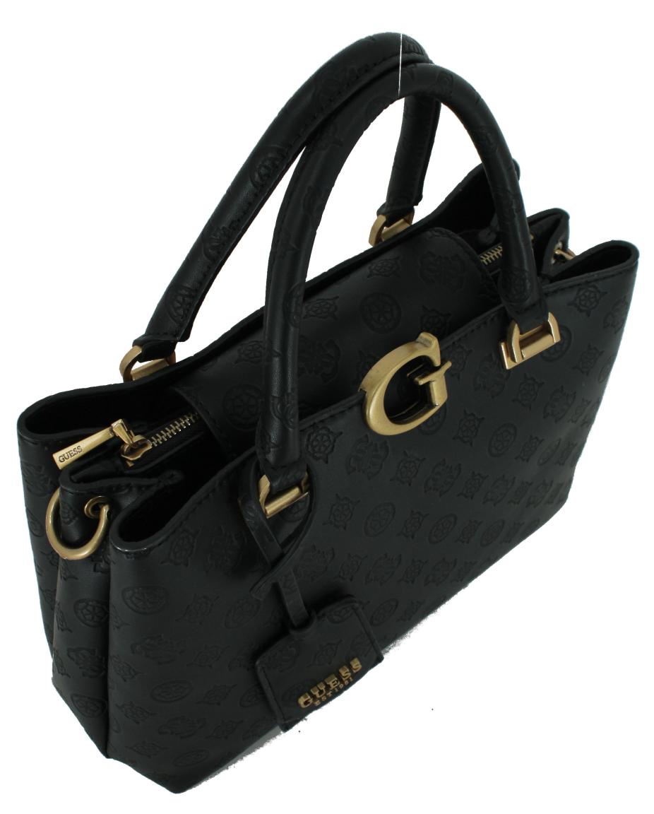 geprägte Kurzgrifftasche schwarz Guess G Vibe Black 4G Peony