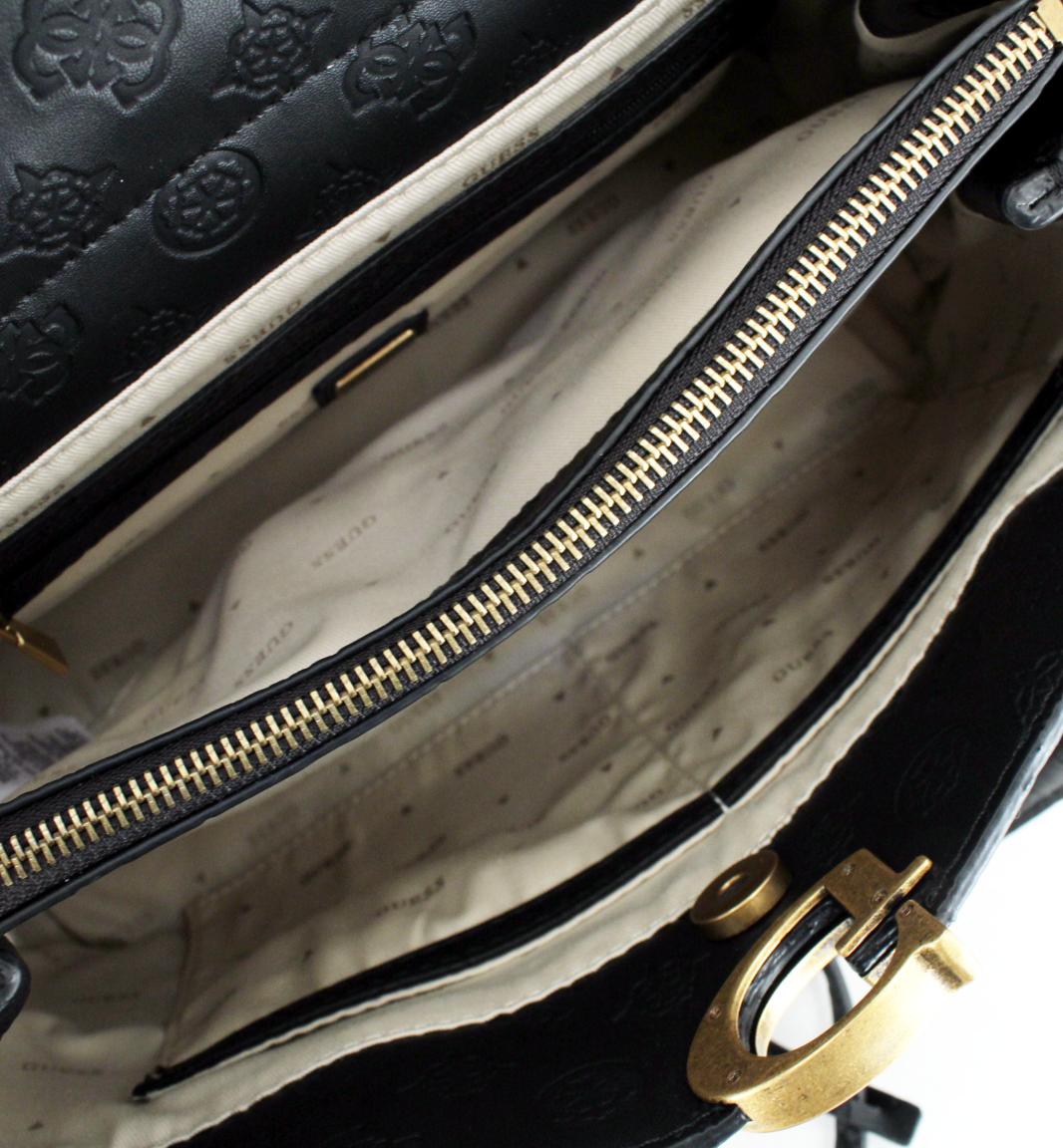 geprägte Kurzgrifftasche schwarz Guess G Vibe Black 4G Peony