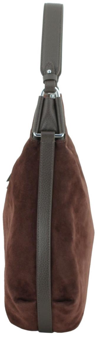 geräumige Beuteltasche dunkelbraun Velours Coccinelle Rebekka Suede Large