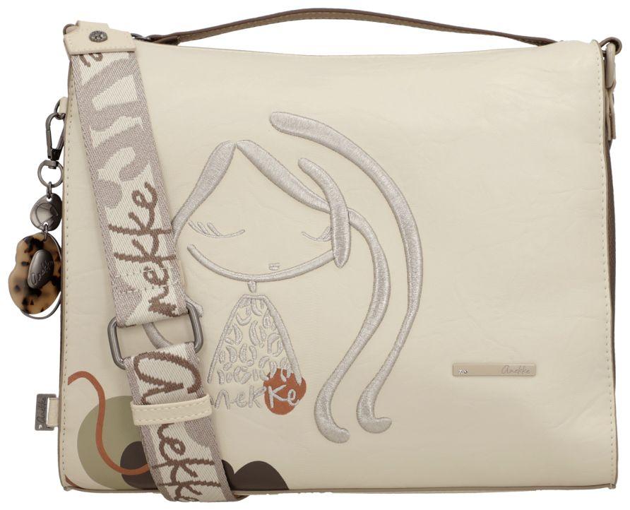 geräumige Damentasche Anekke beige Stickerei Webband Sophia Gaia