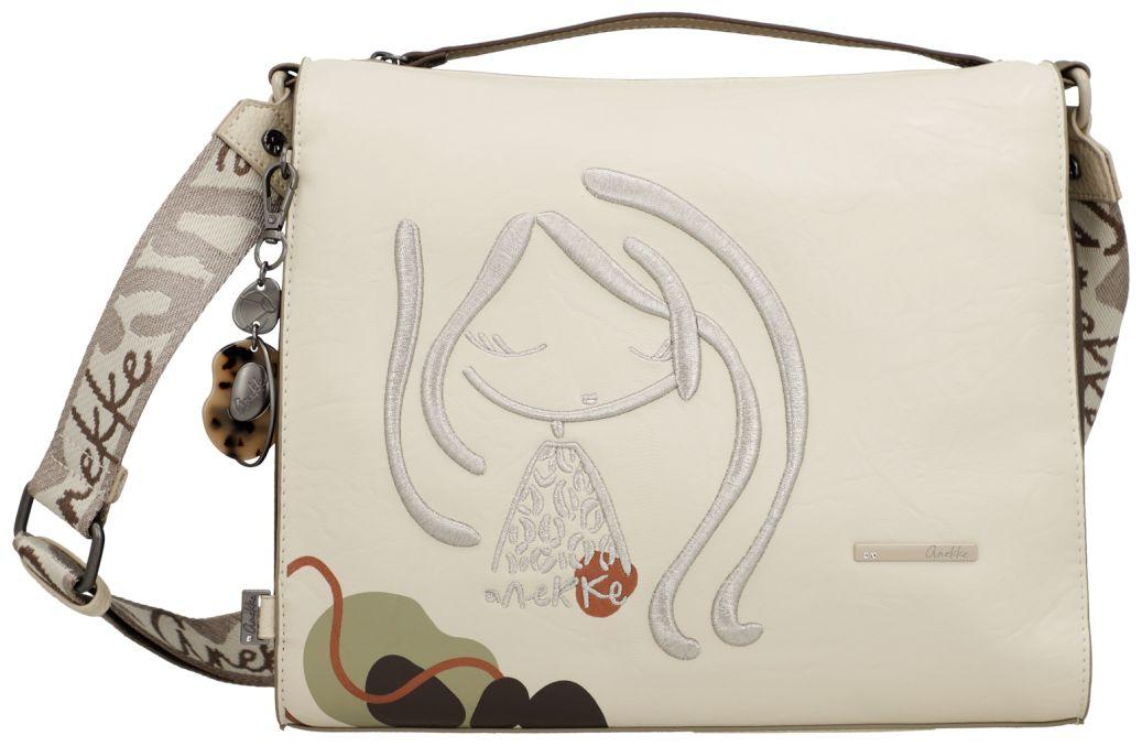 geräumige Damentasche Anekke beige Stickerei Webband Sophia Gaia